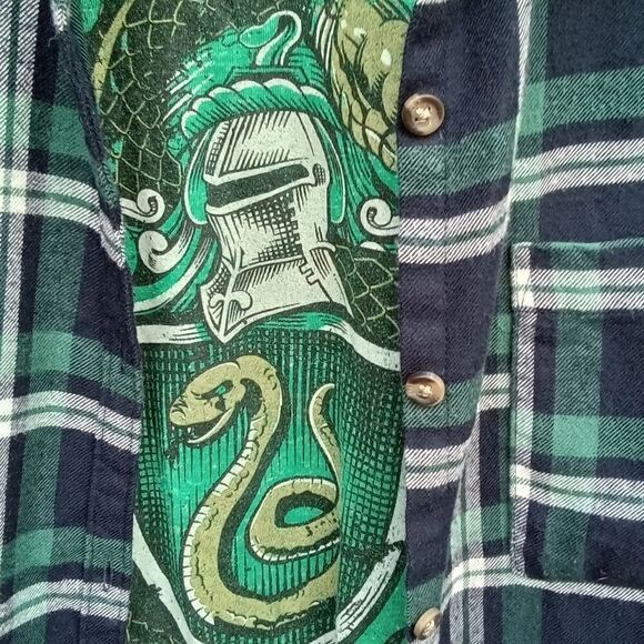 Flannel and Tee Combo Hollister Flannel Harry Potter Tee Size Men M Navy Green - Picture 8 of 10